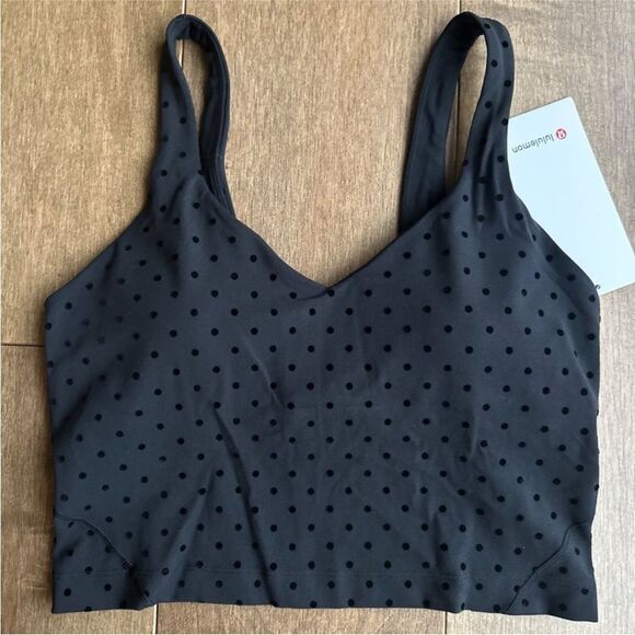 NWT 2 Align Tank Flock Light Support Polka Dot Crop Tank Black NEW Lululemon - Picture 1 of 7